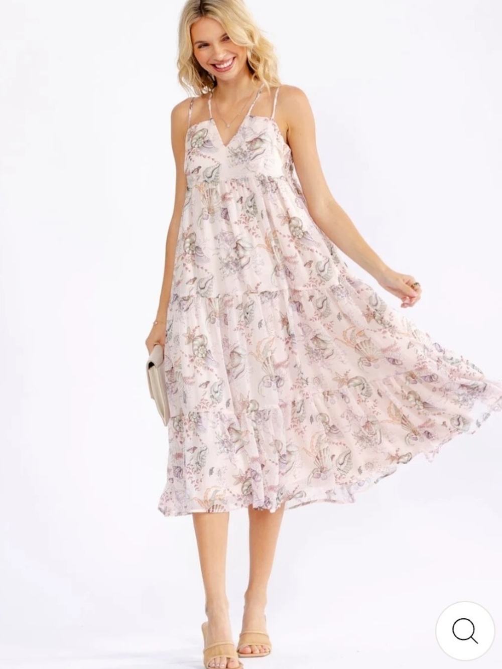 Light Pink Floral Tiered Maxi Dress